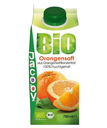 Jacoby Bio Orange Juice from Concentrate, Pack of 8 (8 x 750 ml)