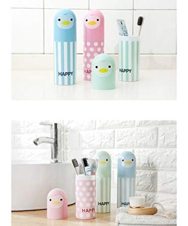 Leisial Multifunctional Travel Mug & Toothbrush Holder - Blue Travel Etui with Caricature - 6x19.5cm - Buy Online on GoSupps.com