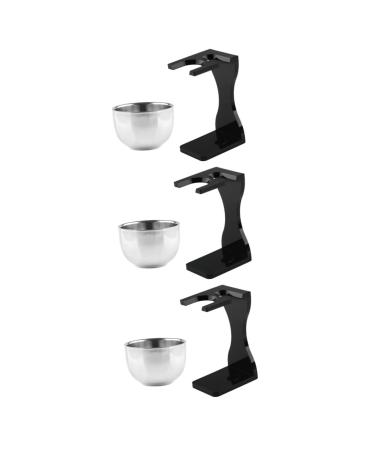 Minkissy 3 sets of shaving razor shell shaving soap and bowl of shaving racks and bowl stands for safety razor bowl with shaving cream metal metal man tool holder stainless steel different colors x 3 pieces 12x7.2cmx3pcs