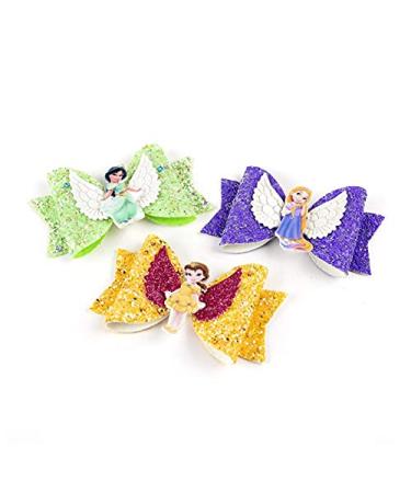Colorful Princess Glitter Hair Bows Set - 8pcs Girls Hair Accessories - Buy Online on GoSupps.com