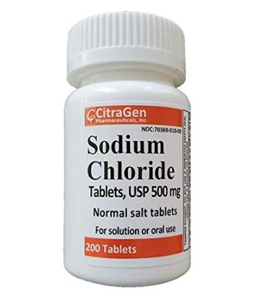 Sodium Chloride Tablets 500 mg (0.5 Gram), USP Normal Salt Tablets - 200 Tablets by CitraGen Pharmaceuticals, Inc. - Buy Online on GoSupps.com