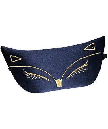 Natural Silk Sleep Eye Mask - Light Blocking Fox Night Mask with Adjustable Strap - Dark Blue - Great for Travel & Sleeping - Women, Girls, Kids - 1 Pack - Buy Online on GoSupps.com