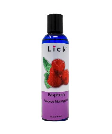 Raspberry Flavored Massage Oil with Vitamin E Vegan Edible Body Massage Oil for Women and Men with Sweet Almond Oil and Fractionated Coconut Oil Relaxing and Non Sticky Full Body Massages 4 oz 4 Fl Oz (Pack of 1)