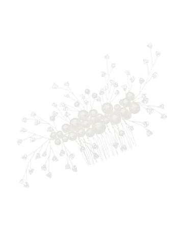 Didiseaon Wedding Hair Clips for Brides Wedding Diamond Comb Diamond Hair Clips Wedding Hair Comb Pearl Hair Pin Pearl Hair Accessories Bride Hair Accessory Leaf Steel Wire