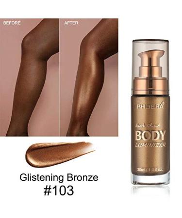 PHOERA Liquid Illuminator Shimmer Body Oil - 30ml (103 Glistening Bronze) - Buy Online on GoSupps.com