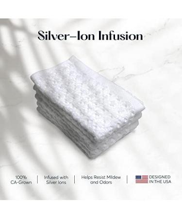 Sutera Silverthread Wash Towels Set - Pack of 4 White 100% CA-Grown Cotton - Extra Absorbent & Quick Drying - Luxury Face Cloths 12x12 - Buy Online on GoSupps.com