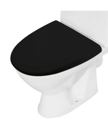 Toilet Lid Cover, Bathroom Stretch Spandex Washable Toilet Lid Seat Protector Cover with Elastic Bottom, Black
