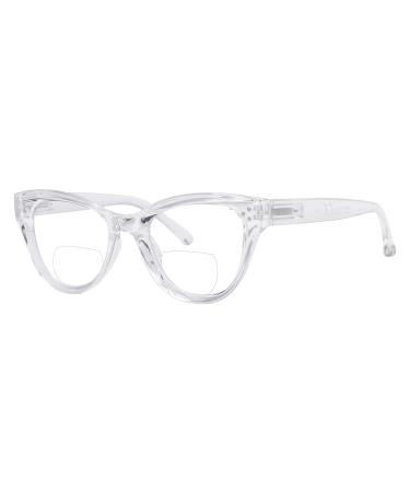 Eyekepper Bifocal Reading Glasses Women Stylish Bifocal Readers Clear Lens Oversize Cat-eye Style - Transparent +2.50 Transparent/Clear Lens 2.5 x
