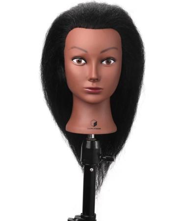 Desire of Goods Afro Training Head - Real Dark Brown Hair - 40 cm Hairdressing Mannequin with Stand - International Shipping Available - Buy Online on GoSupps.com
