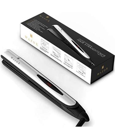 2 in 1 Flat Iron Professional Ceramic Hair Straightening Iron Instant Heat Up Automatic Shut Off and Digital LCD Display Sliver White