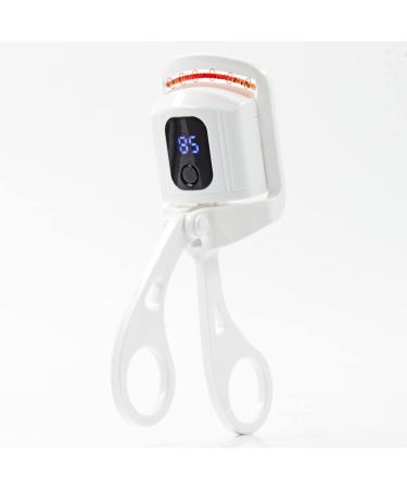 Heated Eyelash Curlers 3 Heating Modes with Digital Display Quick Pre-Heat and Natural Curling Eye Lashes for Long Lasting USB Rechargeable Electric Eyelash Curler Heat Mothers Day Gifts Medium-White