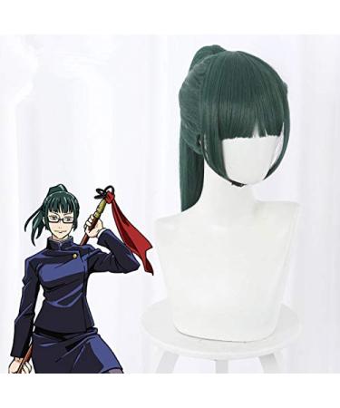 Anime Maki Zenin Women's Cosplay Wig - Long Straight Green Ponytail Hair Wigs with Bangs - Buy Online on GoSupps.com