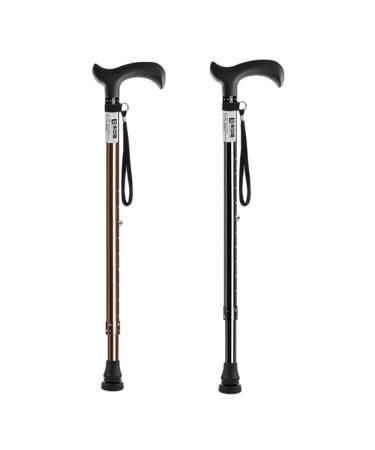 Walking Cane for Elderly Disabled Forearm Crutches Height Adjustable Non-Slip Rubber Feet Mobility Aid for Elderly Seniors & Handicap Black/Brown