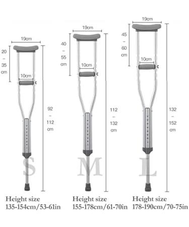 WJTOPGYH Elderly Crutches Armpit Crutches Aluminum Lightweight Walker Adult Adjustable Crutches for Men Women Or Teenagers - Buy Online on GoSupps.com
