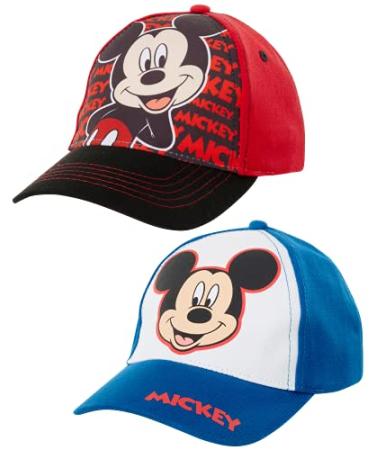 Disney Boys' Mickey Mouse Baseball Cap - 2 Pack 3D Character Curved Brim Strap Back Hat (2T-7) Mickey Classic 2 Pack 2-4T