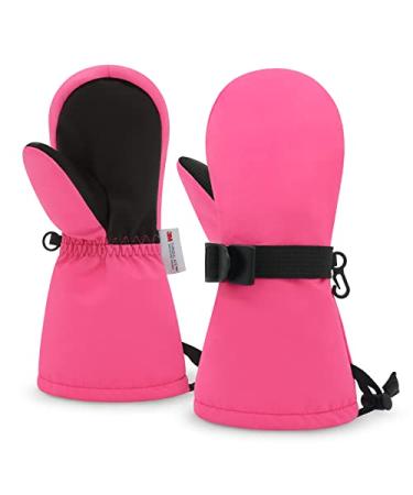Sarfel Toddler Mittens Waterproof Toddler Snow Mittens Toddler Ski Gloves Baby Winter Mittens Kids Snow Gloves Thinsulate 1-7Y 2-3 Years Hot Pink