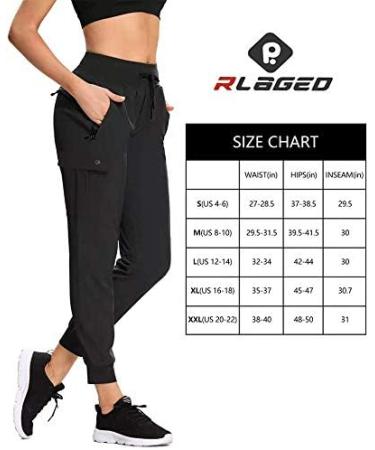 RlaGed Women's Cargo Hiking Pants - Lightweight Joggers, Quick Dry, Water Resistant, UPF 50, Zipper Pockets - Black, Size Large - Buy Online on GoSupps.com