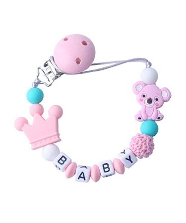 SETHDA Personalized Pacifier Clip with Name Customized Pacifier Clip for Girls/Boys Baby Pacifier Holder for Baby Birthday Gift Teething Toy Clip Custom Chain Clip Gift for Newborn (Pink)