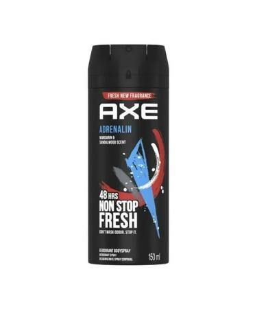 AXE (6 Pack) Adrenalin Body Spray for Men 5.07 Oz (150ml) |Mandarin & Sandalwood scent |48H Non Stop Fresh |by SBD - Buy Online on GoSupps.com