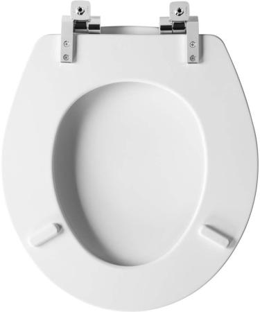 Mayfair 826CHSL 000 Benton Toilet Seat - Slow Close, Chrome Hinges, Durable White Wood - Buy Online on GoSupps.com
