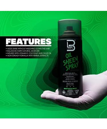 L3 Level 3 Oil Sheen Spray - Adds Shine to Hair After Styling - Infused with Vitamin E Olive and Coconut Oil and Herbal Extracts Level Three Oil Shine Spray (Sample Powder Included) - Buy Online on GoSupps.com