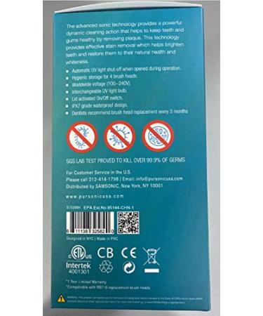 Pursonic S750 Sonic Toothbrush - Smart Series Rechargeable Electric Toothbrush for Adults | 12 Bonus Brush Heads - International Shipping Available - Buy Online on GoSupps.com