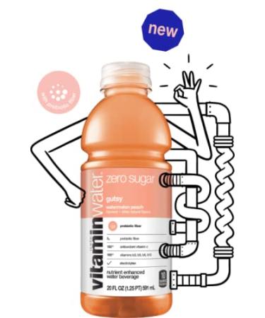 Vitamin Water ZERO Sugar | Gutsy Watermelon Peach 20oz Bottles - Pack of 12 | Nutrient Enhanced with Vitamins, Antioxidants & Electrolytes - Buy Online on GoSupps.com