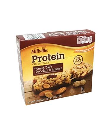 Millville Peanut Dark Chocolate & Almond Protein Chewy Bars - 5 ct.