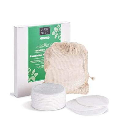 ARKneed Cotton Pads Pack of 30 Reusable Eco-Friendly Bamboo Face Cleaning Pads with Dedicated Laundry Mesh Bag for Day-Night Makeup Removing 30 Count (Pack of 1)