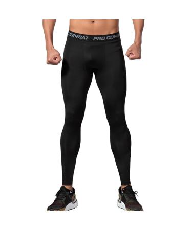 Nucamper compression pants men sport leggings long running pants breathable functional underpants for men fitness tights athletic training basketball (p) black M