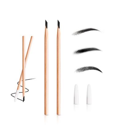 Pousbo Waterproof Wooden Eyebrow Pencil 2023 New Non-Smudging Waterproof Eyebrow Pencil Quick Drying Long Lasting Sweat Proof Easy to Apply Long Lasting Eyebrow Pencil (2 Pcs)