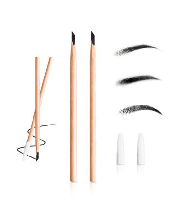Pousbo Waterproof Wooden Eyebrow Pencil 2023 New Non-Smudging Waterproof Eyebrow Pencil Quick Drying Long Lasting Sweat Proof Easy to Apply Long Lasting Eyebrow Pencil (2 Pcs)