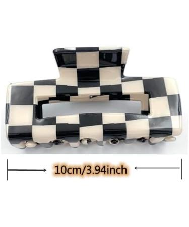 Checkered Hair Claw Clips for Women Girls Fashion Hair Clips for Styling Claw Clamps Thick Hair Retro Rectangle Shape YOEMAYUNER (3PCs 3Colors A Large Size/3.94inch) - Buy Online on GoSupps.com