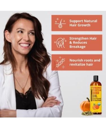 Organic Pumpkin Seed Oil 16oz for Hair Growth & Skin - Cold-Pressed & Hexane Free - Deeply Moisturizing & Lightweight - Buy Online on GoSupps.com