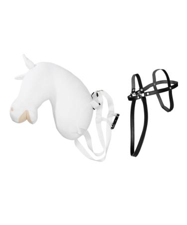 Panduro Hobby Horse | Portable hobby horse with shoulder strap and bridle | Length from chest 29 cm | White