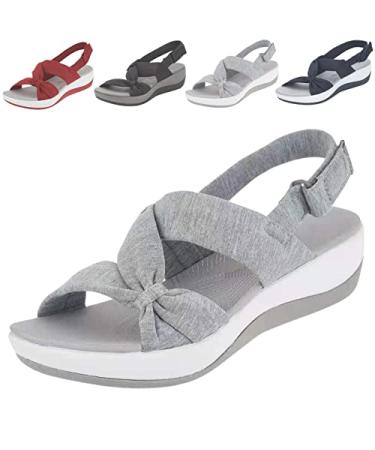 CHUNFEN Women's Dr.Care Orthopedic Arch Support Reduces Pain Comfy Sandal Non-Slip Ultra-Comfy Breathable Sandals 10 Grey