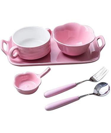 Bowl Creative Japanese Couples Set Ceramic Dishes Soup Bowl Breakfast Plate Household Fish Plate Pink Tableware Kitchenware Onecolor
