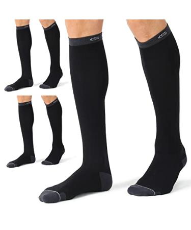 CS CELERSPORT 3 Pairs Compression Socks 20-30mmHg for Men and Women Running Support Socks Large-X-Large Black