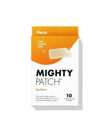 Mighty Patch Surface from Hero Cosmetics - Hydrocolloid Spot Patch for Body Cheek Forehead and Chin Vegan-friendly and Not Tested on Animals (10 Count)