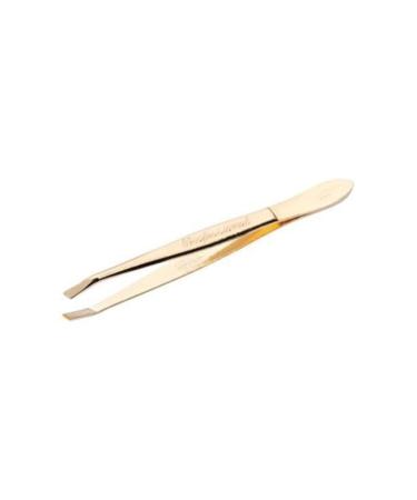 Solingen Stainless Steel Professional Slanted Tip Tweezers | Best Shaped for Eyebrows Extensions Chin Cheek Face Facial Hair | Made in Germany Gold