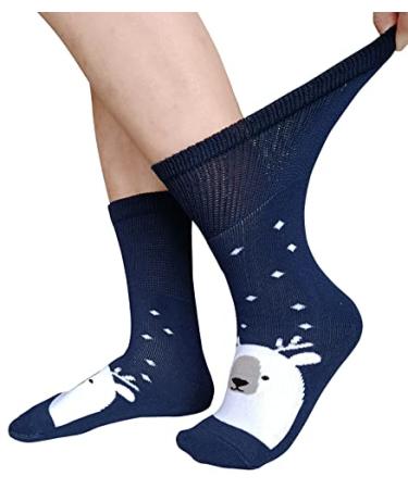 SYOLLAVE Extra Wide Diabetic Socks for Men Women  Bariatric Lymphedema Neuropathy Socks  Non Binding Cast Sock  Warm Sock Navy-2pairs