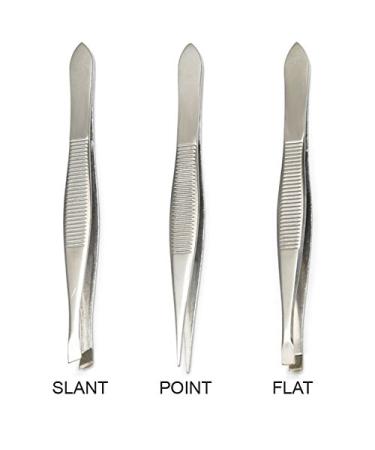 Luxxii (3 Pack) Tweezers Set - Stainless Steel Slant Tip Flat Point Tweezers Hair Plucker for Hair and Eyebrows Personal Care (A)