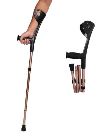 Forearm Crutches Adjustable Forearm Crutch Elbow Crutches Foldable Ultralight Aluminum Assistance Non- Slip Hight Adjustable cm with Comfy Handle Lightweight Handles 1pcs Lightweight Arm Crut Journey