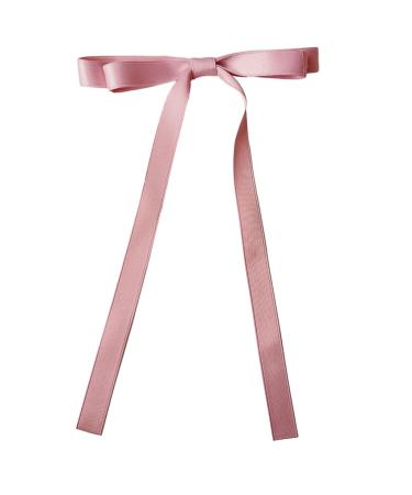 xbiez Ribbon Hair Bow Clips with Long Tail Tassels Ribbon Hair Clip Ribbon Bowknot Hair Clip Hair Accessories for Women Girl Pink bow ribbon