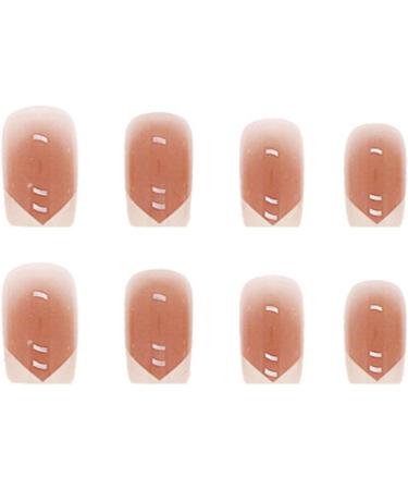 Justotry 24 Pcs Short Gradient Brown False Nails - Nude French Tip Press on Nails for Women | Acrylic Fake Nails with Glue - Square Design Stick on Nails | Gradient Red - Buy Online on GoSupps.com