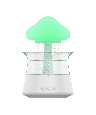Snuggling Cloud Rain Humidifier - Water Sounds Cloud Mushroom Humidifiers with Drops Essential Oil Rain Cloud Diffuser Cute Raincloud Humidifier Night Light for Aromatherapy Bedroom Lamp (White)