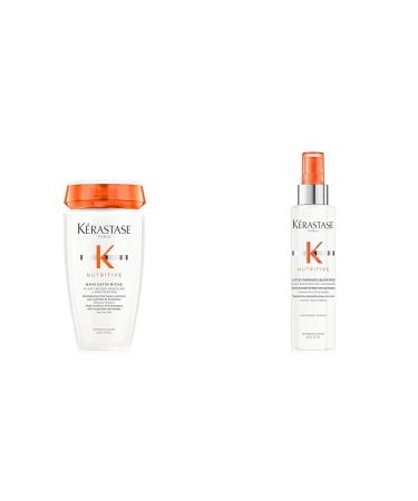 K rastase nutritic & k rastase nutrititive nourishing heat protection for dry fine to medium hair for more shine and smoothness beautiful detying blow dry manure nutrititive 150 ml shampoo + heat protection 150 ml