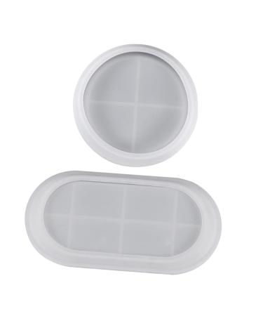 NUOBESTY 2pcs Storage Tray Mold Silicone Molds Resin Trinket Plate Mold Crystal Drip Mold Flat Accessories White 10X19.5CM