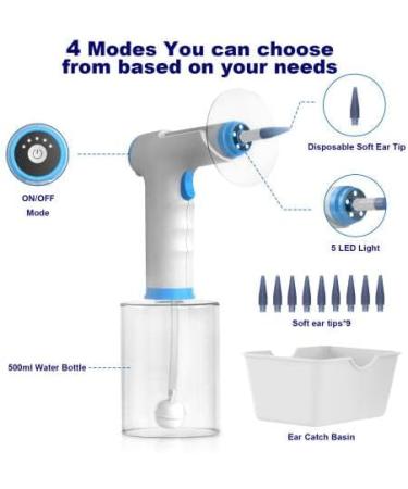 MONTPAL Electric Ear Wax Removal Kit - 4 Cleaning Modes, 10 Tips, Water Powered Ear Cleaner - Buy Online on GoSupps.com