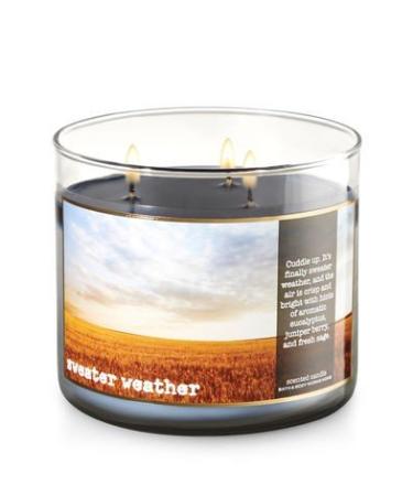 Bath & Body Works Home Sweater Weather Scented 3 Wick 14.5 Ounce Candle Limited Edition 2017 Fall